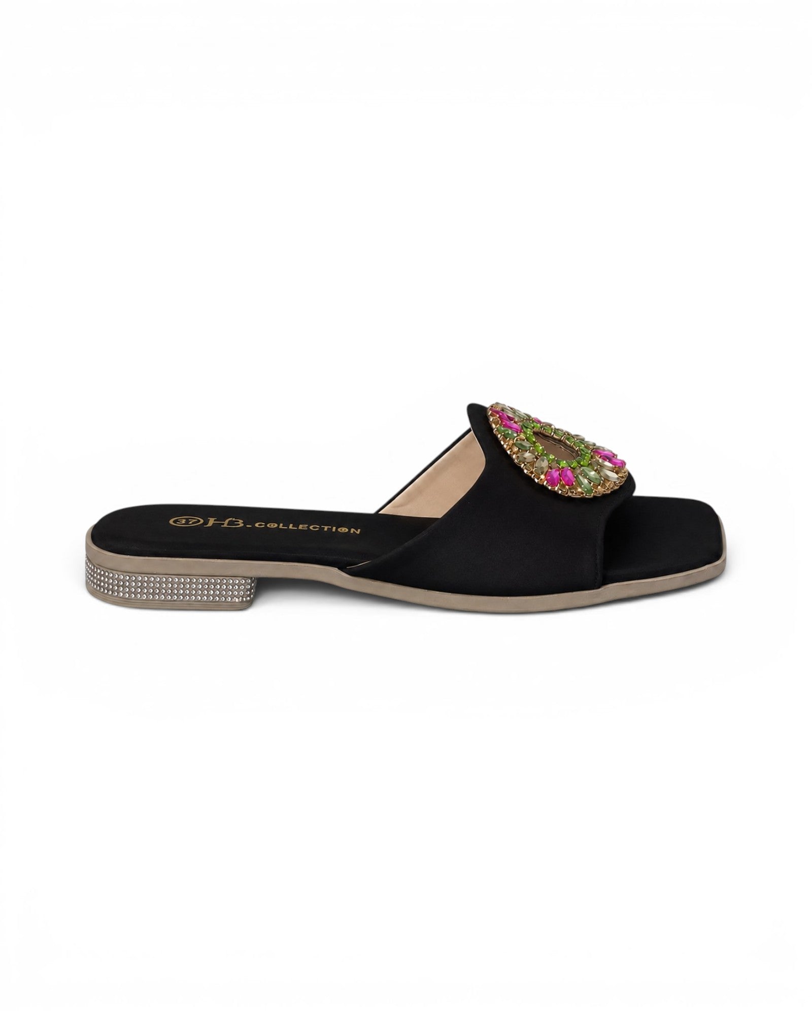 slippers satin flat With a round, studded accessory SL-233
