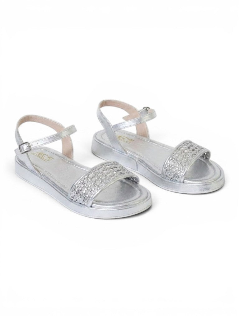 sandals Leather flat with mesh strap SF-62
