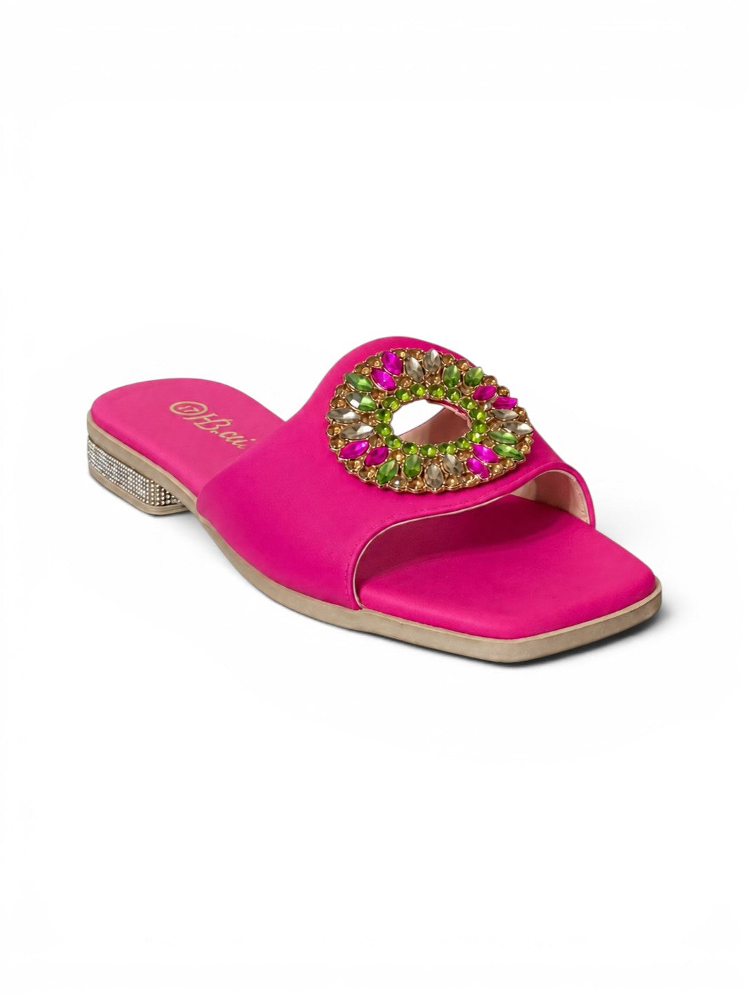 slippers satin flat With a round, studded accessory SL-233