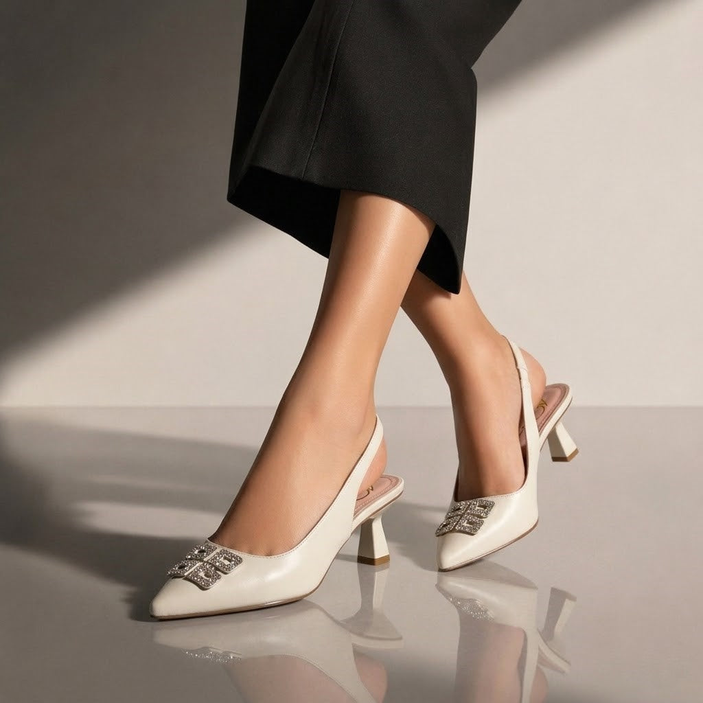 Shoes Mid Heels Leather Easy to Wear F-622