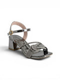 sandal heeled leather Shiny with diamond straps SN-817