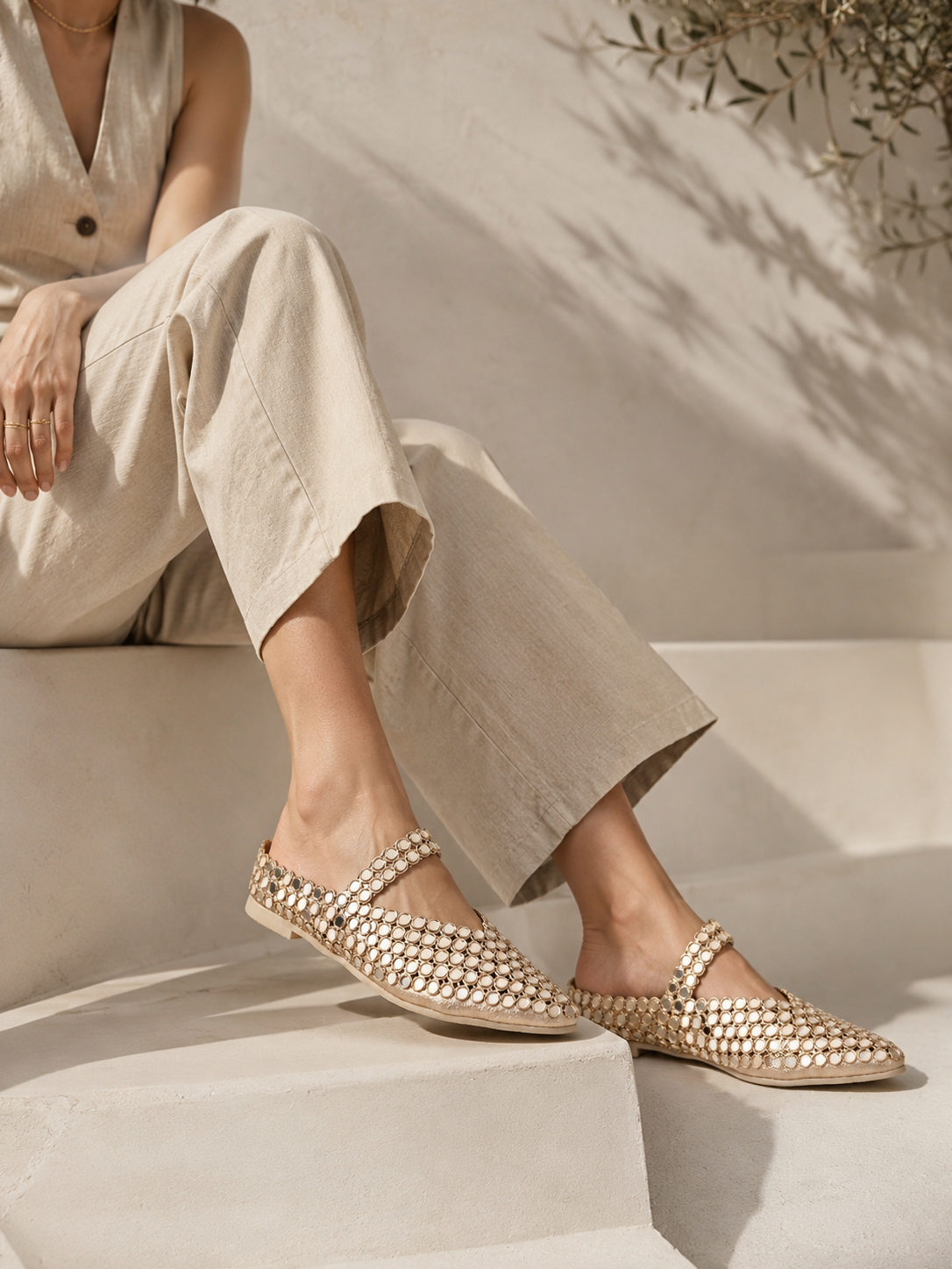 Ballerina flat Leather With a Glossy mirror design BF-815