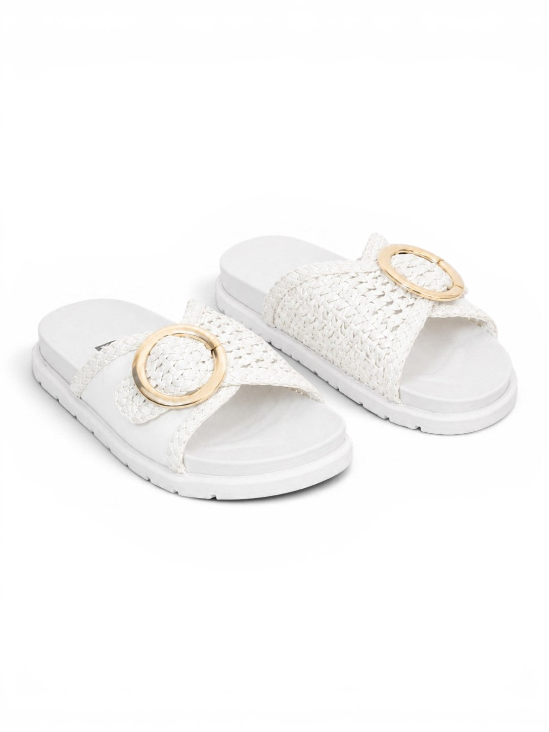 Flat leather slippers With a braided design SL-236