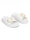 Flat leather slippers With a braided design SL-236