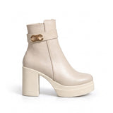 Ankle Boot Leather High heel With Crocodile skin pattern details E-114
