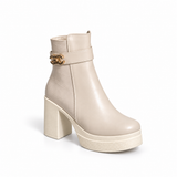 Ankle Boot Leather High heel With Crocodile skin pattern details E-114