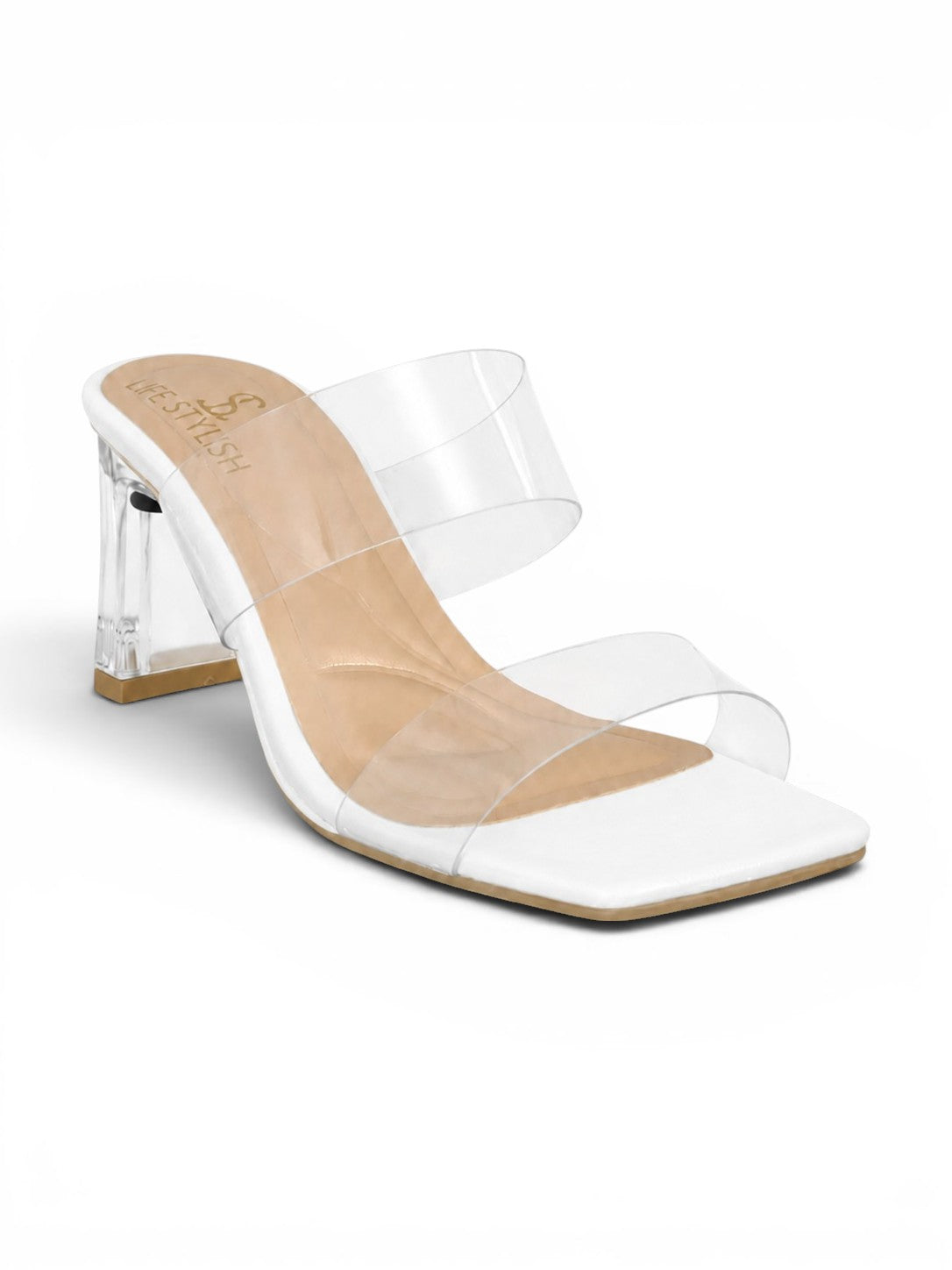 Slipper Heels Transparent With Leather Elegant X-16