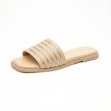 Slipper Flat Leather With Gold Stripes SL-200