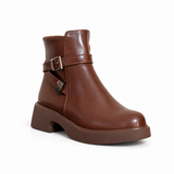 Women’s Ankle Boots Leather with Chunky Heel G-65