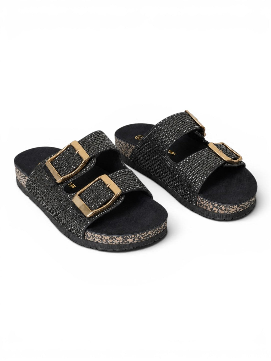 slippers leather flat Double strap with buckles SL-237
