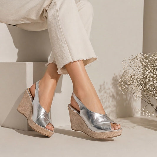 Sandal Wedge Leather Comfortable W-14