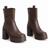 Boot Heels Leather With Zipper L-114