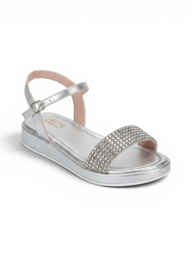 sandals Flat leather with diamond strap SF-60