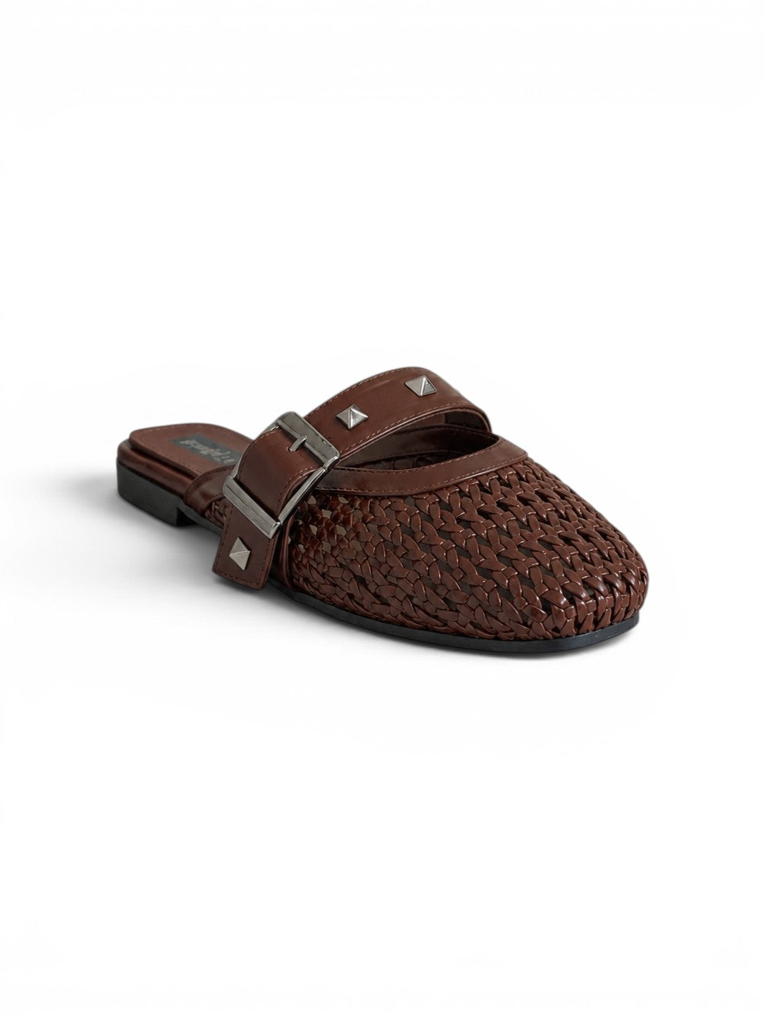 Mules Leather With Buckle Elegant SB-704