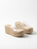 Slipper Wedge Burlap With Transparent  Elegant S-27