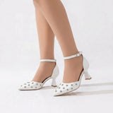 Shoes Mid Heels Leather With Buckle F-600