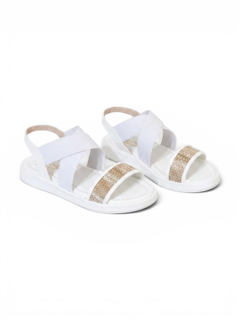 sandals Leather flat with elastic strap SF-61