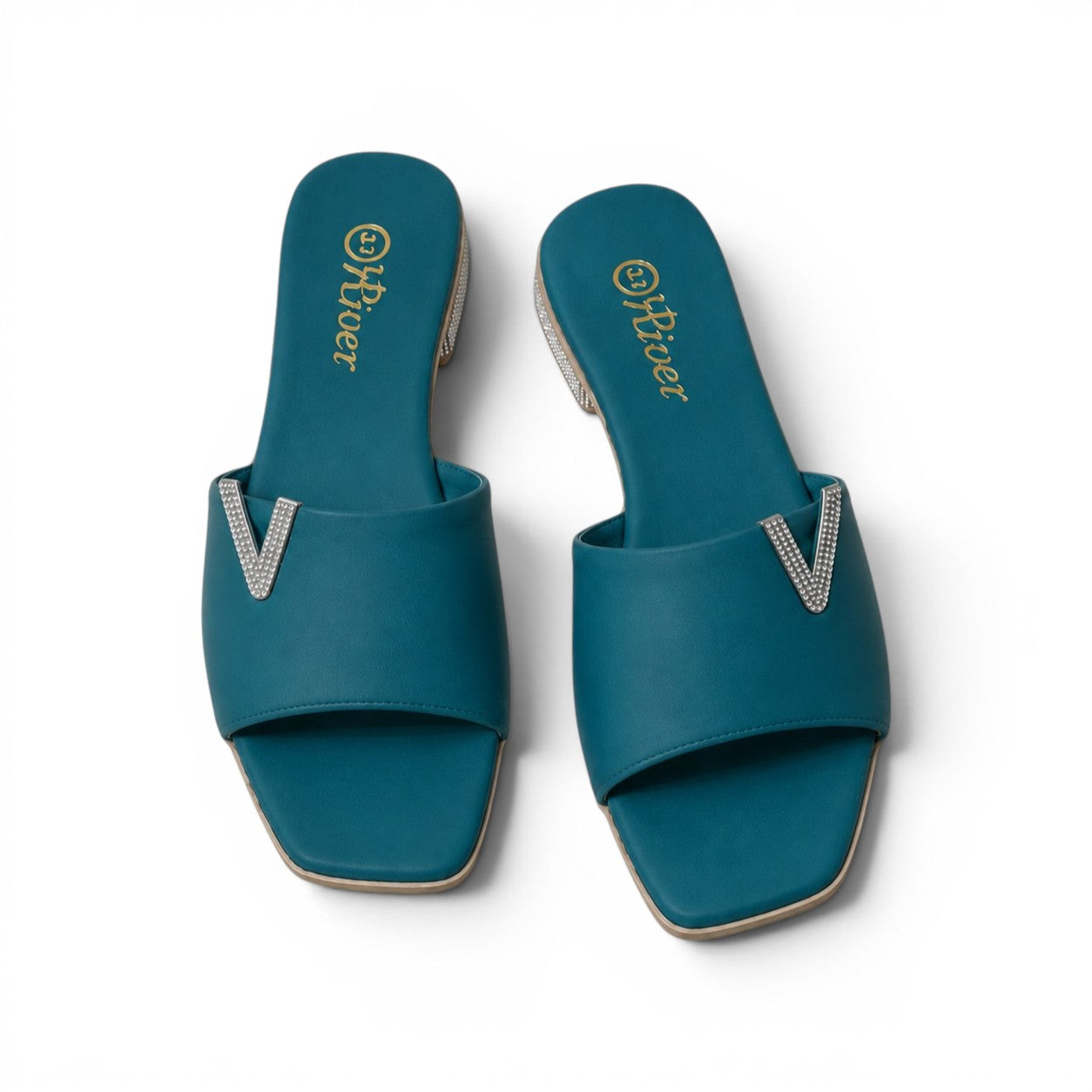slippers satin flat With a shiny V-shaped embellishment SL-234
