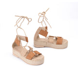 Elegant Burlap Flat Sandal K-8