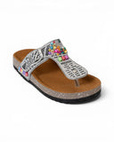 Slippers Flat Leather With a toe cap studded with colorful stones SL-244