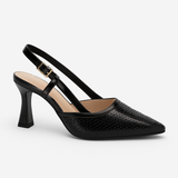 Shoes Heels Leather With Sequined F-32