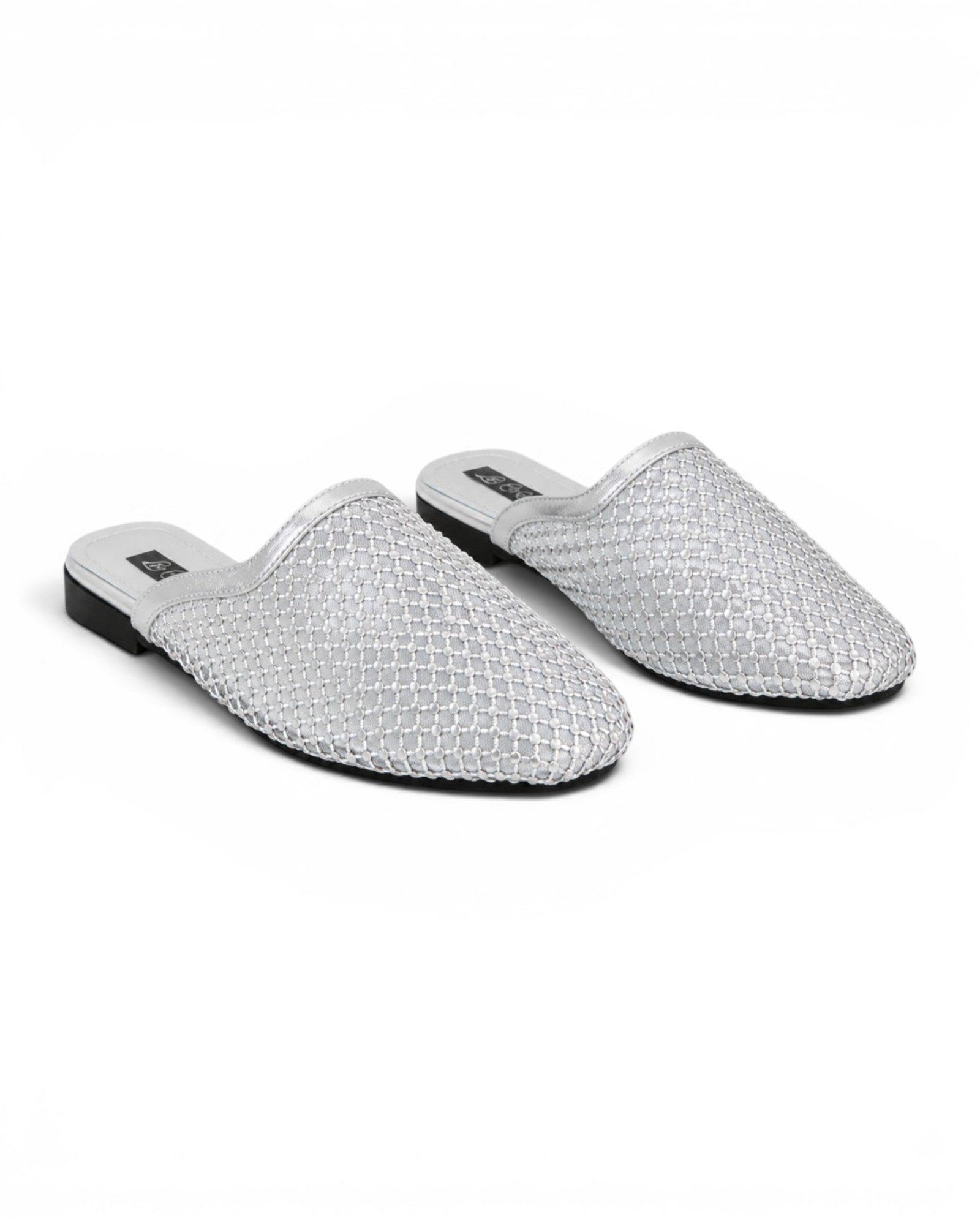 Mule flat leather Diamond-studded mesh design SB-706