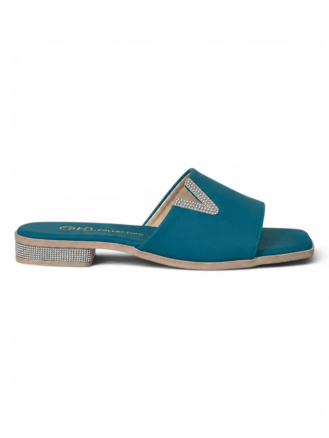 slippers satin flat With a shiny V-shaped embellishment SL-234