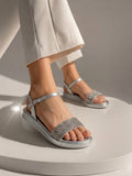 sandals Flat leather with diamond strap SF-60
