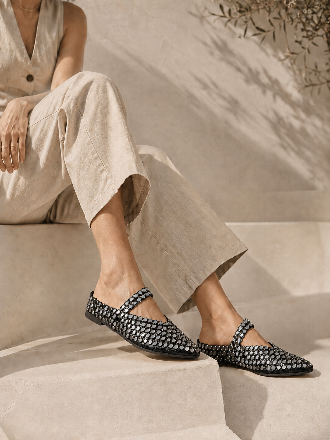 Ballerina flat Leather With a Glossy mirror design BF-815