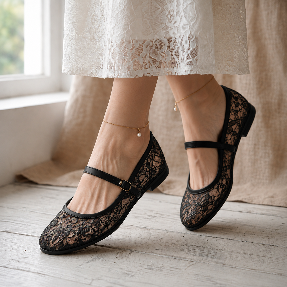 Ballerina flats fabric embroidered BF-811