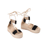 Elegant Burlap Flat Sandal K-8