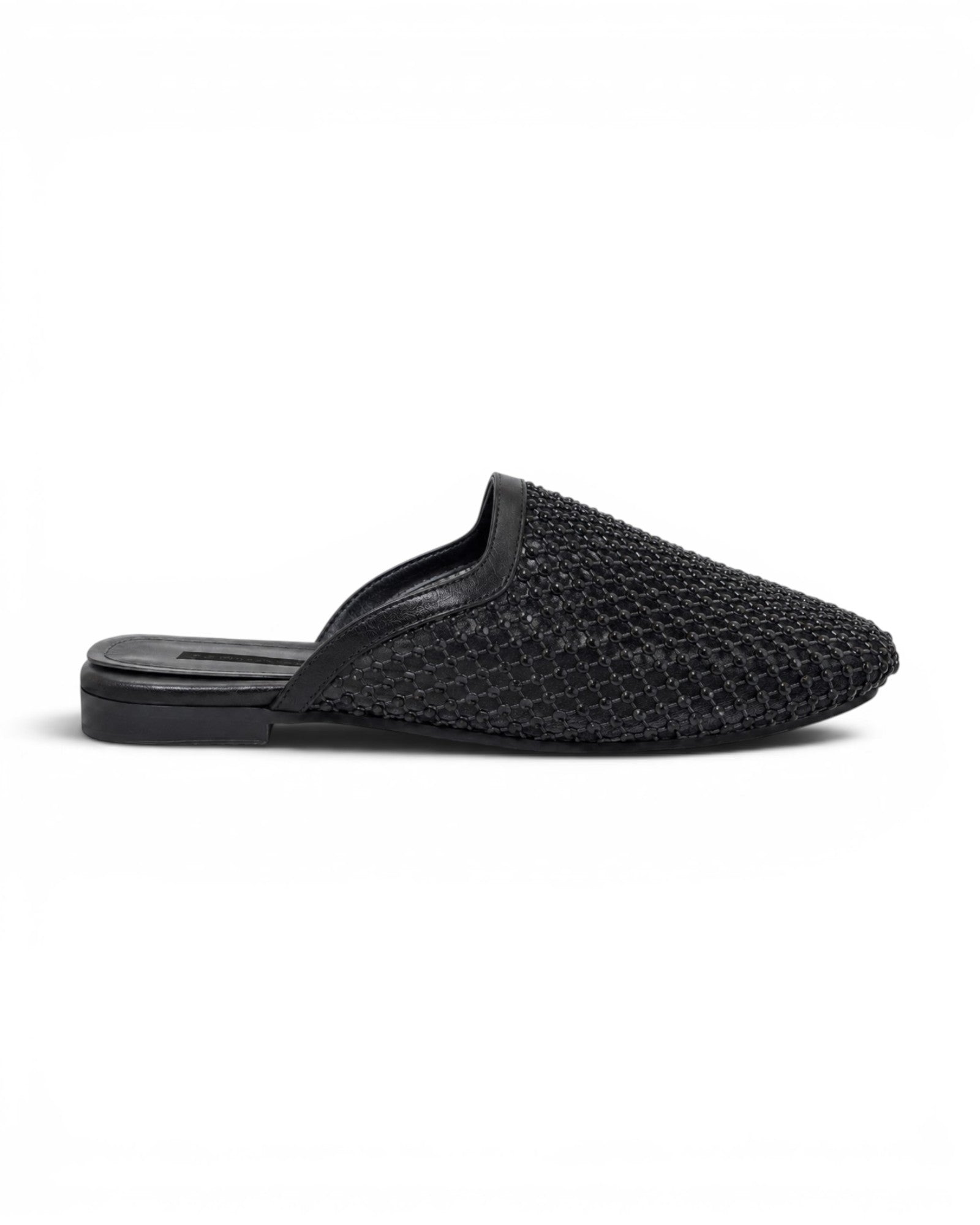 Mule flat leather Diamond-studded mesh design SB-706