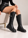 Long Boot Leather And Suede With a low heel and a zipper LB-56