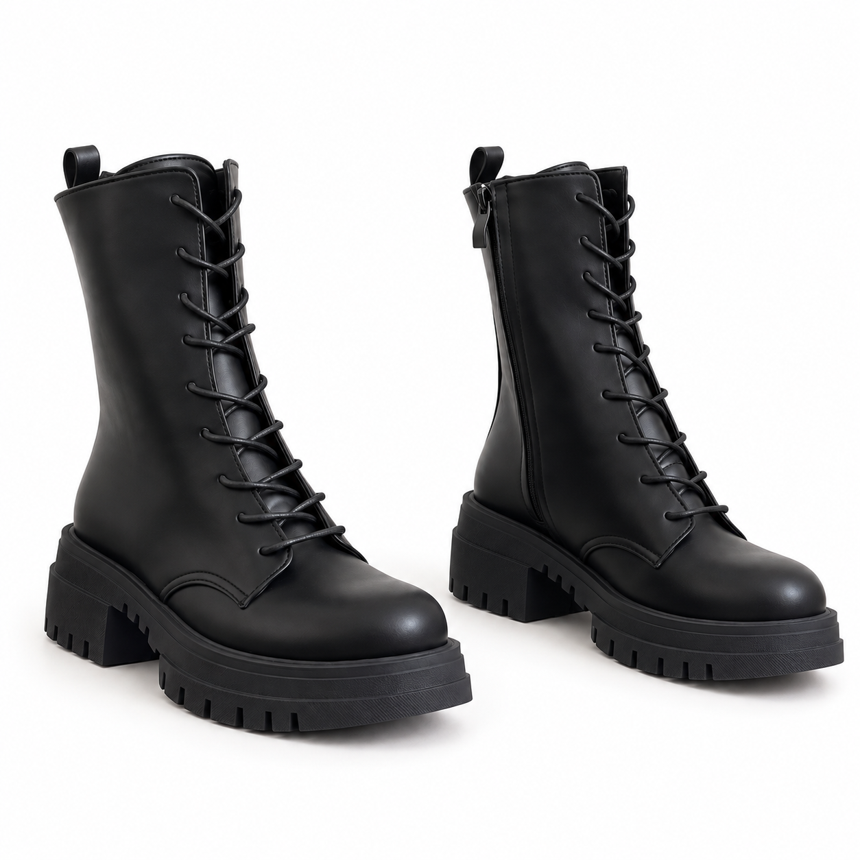 Women’s Lace-Up Block Heel Boots E-112