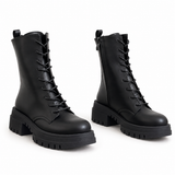 Women’s Lace-Up Block Heel Boots E-112