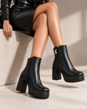 Ankle Boot Leather High heel With braided side details E-115