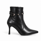 Ankle Boot Leather Thin Heel And a belt with metal accessories L-123