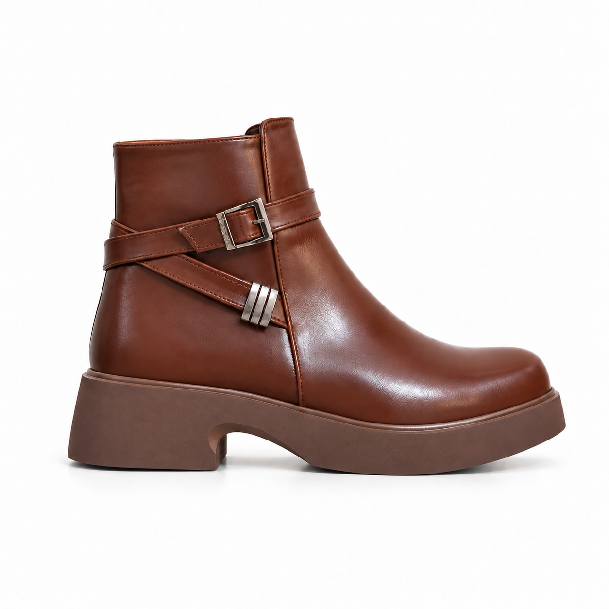 Women’s Ankle Boots Leather with Chunky Heel G-65