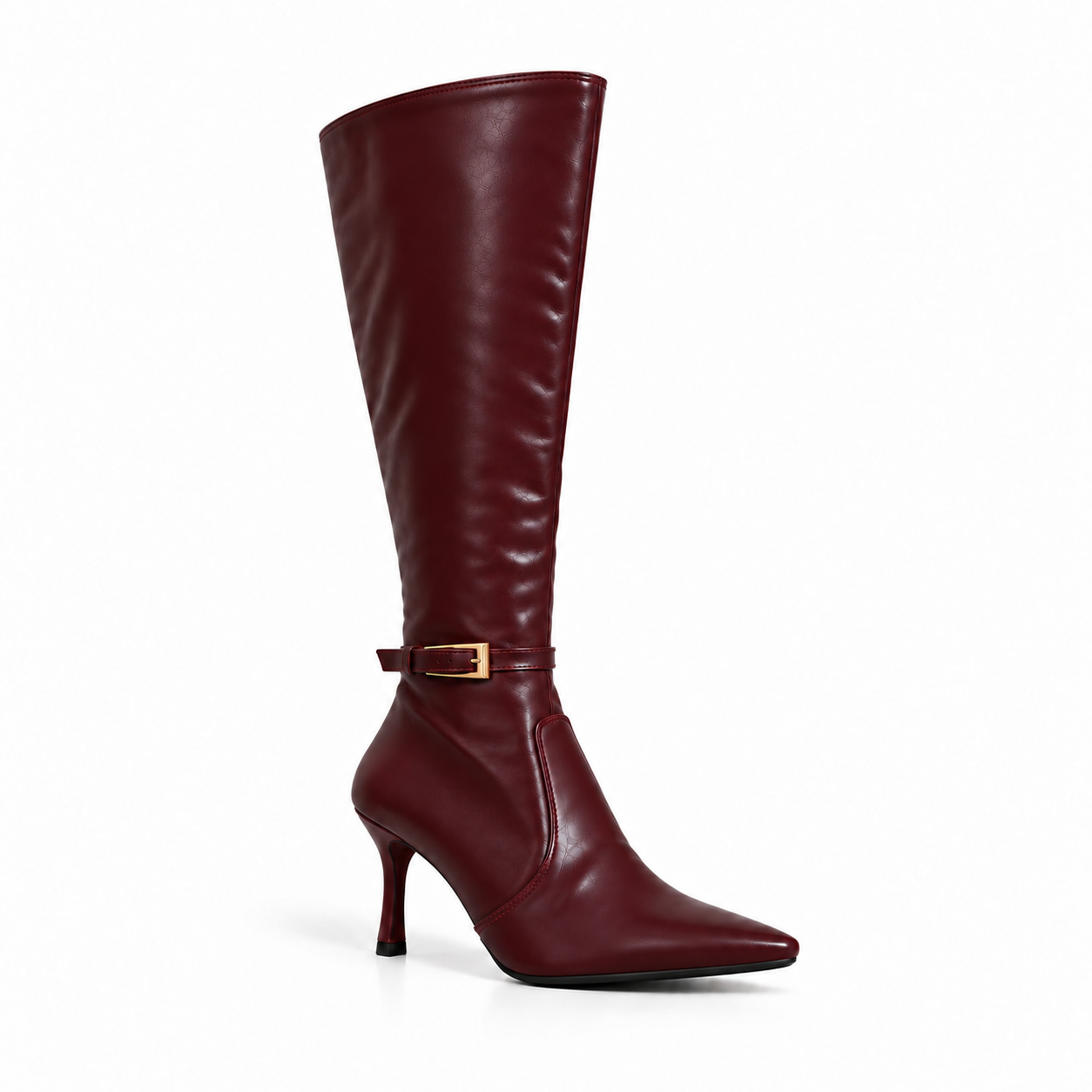 Long Boot Women’s Leather with a slim heel and a buckled strap LB-57