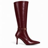 Long Boot Women’s Leather with a slim heel and a buckled strap LB-57
