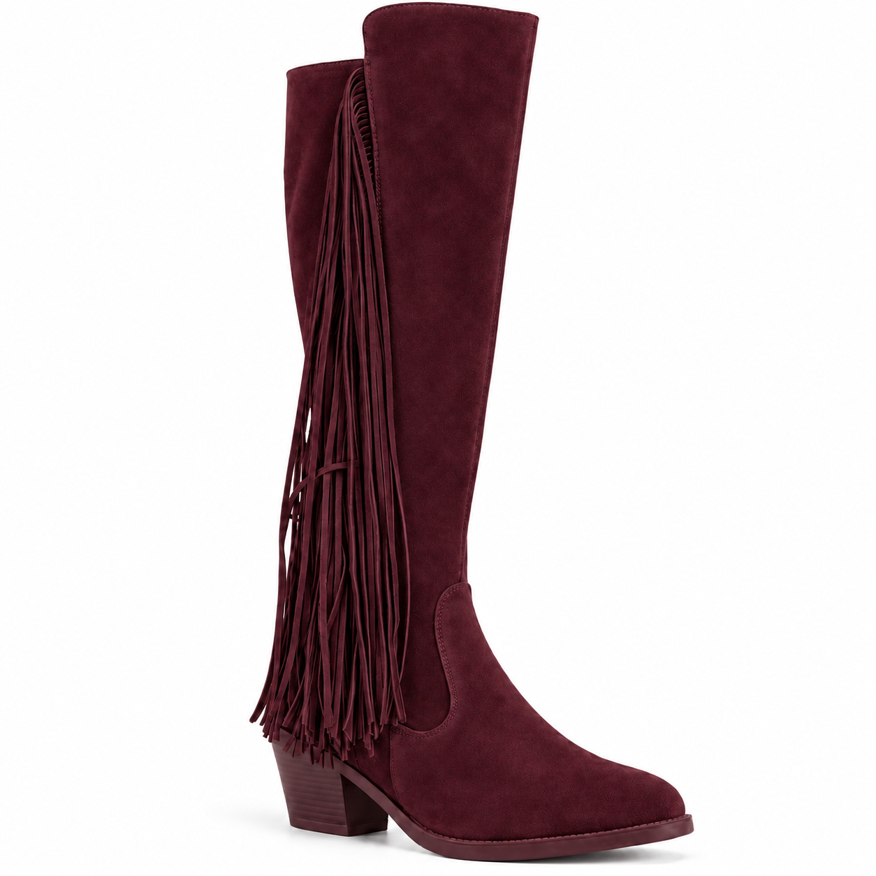 Long Boot Suede Mid heel With and long side fringes LB-59