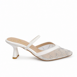 Shoes Heels Mesh Embroidered With Strap Elastic F-626