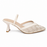 Shoes Heels Mesh Embroidered With Strap Elastic F-626