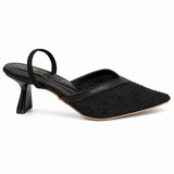 Shoes Heels Mesh Embroidered With Strap Elastic F-626