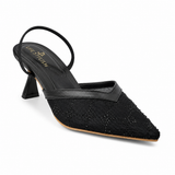 Shoes Heels Mesh Embroidered With Strap Elastic F-626