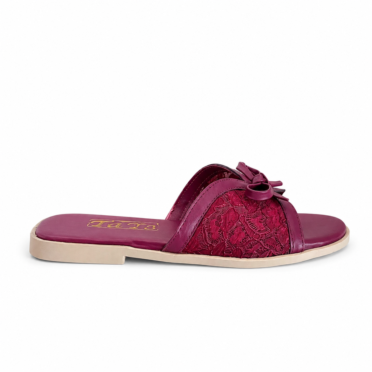 Slipper Flat Leather And  Dentelle With Bow SL-250