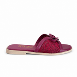 Slipper Flat Leather And  Dentelle With Bow SL-250