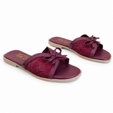 Slipper Flat Leather And  Dentelle With Bow SL-250