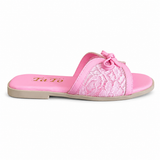 Slipper Flat Leather And  Dentelle With Bow SL-250