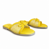 Slipper Flat Leather And  Dentelle With Bow SL-250